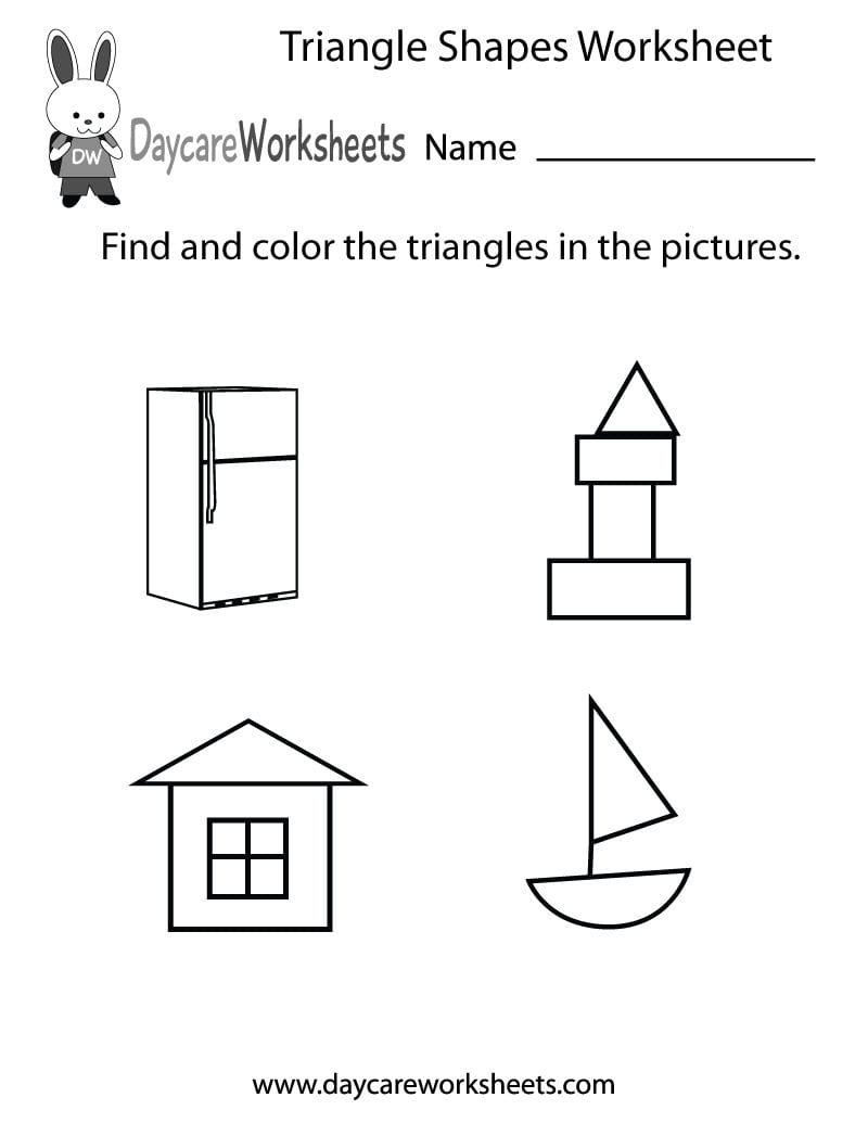 Free Triangle Shapes Worksheet For Preschool Within Free Preschool Worksheets Pdf