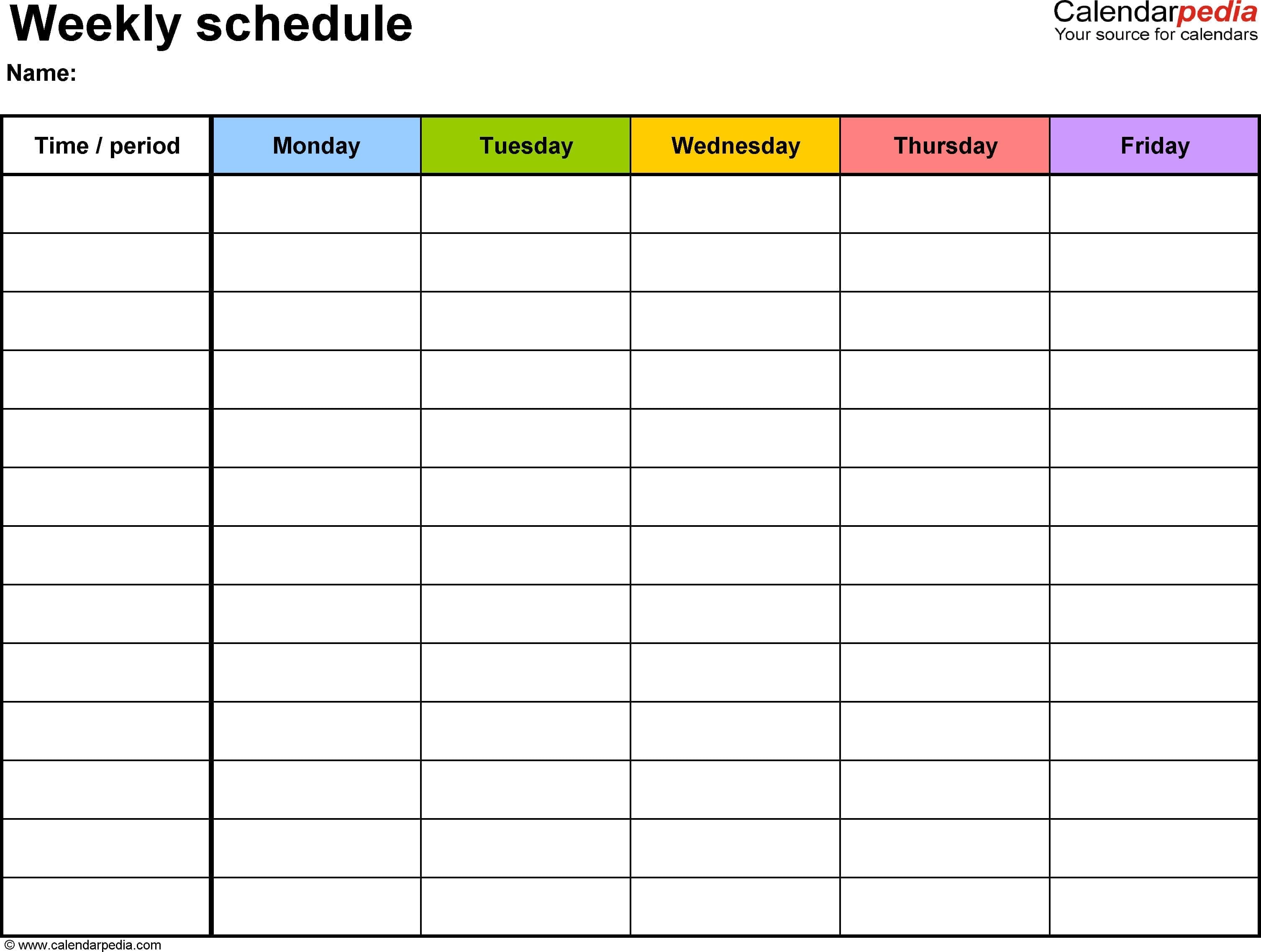 Free Weekly Schedule Templates For Excel  18 Templates Throughout Schedule Worksheet Templates
