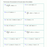 Free Worksheets For Evaluating Expressions With Variables Grades 6 Together With Pre Algebra Worksheets For 8Th Graders