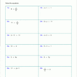 Free Worksheets For Linear Equations Grades 69 Prealgebra For Linear Equation In One Variable Worksheet