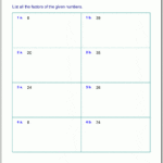 Free Worksheets For Prime Factorization  Find Factors Of A Number And Word Ladder Worksheets For Middle School