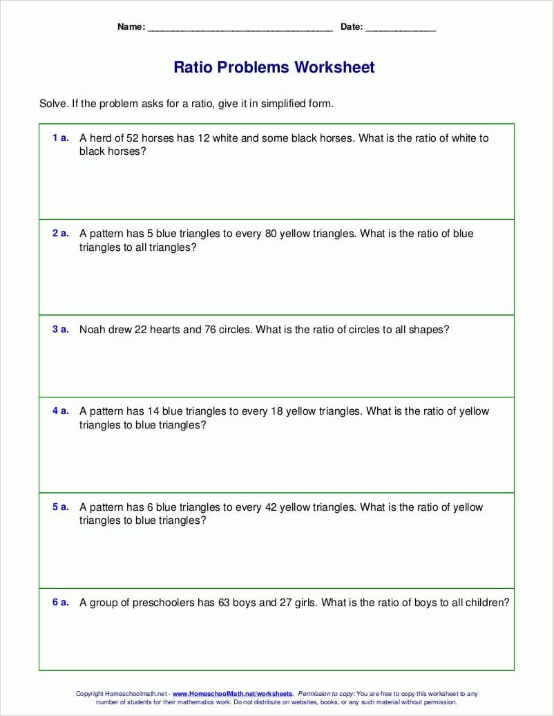 Free Worksheets For Ratio Word Problems Pertaining To Sixth Grade Math Worksheets