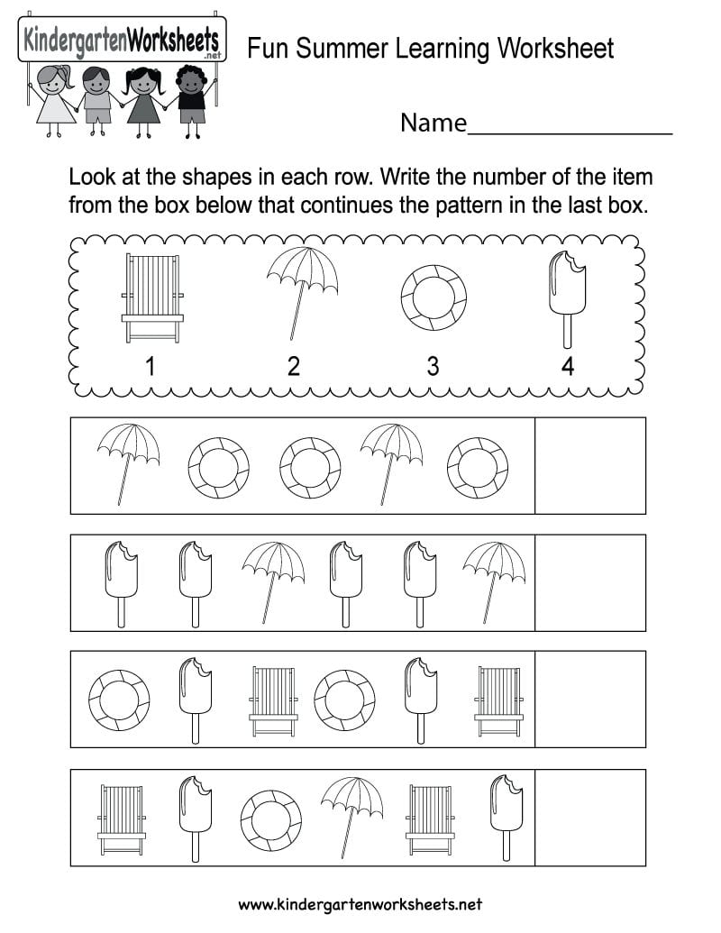 Fun Summer Learning Worksheet  Free Kindergarten Seasonal Worksheet As Well As Summer School Worksheets For Kindergarten