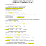 Fundamentals Of Genetics Review  Answers For Section 9 2 Review Genetic Crosses Worksheet Answers
