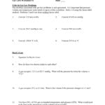 Gas Law Worksheet 1 For Gas Laws Worksheet 1 Answer Key