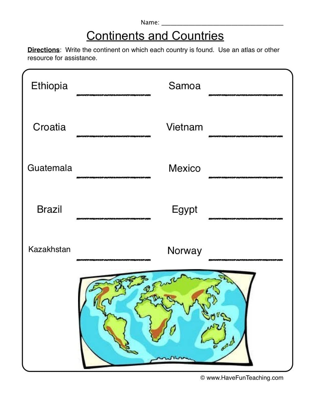Geography Worksheets  Have Fun Teaching Within 5Th Grade Geography Worksheets