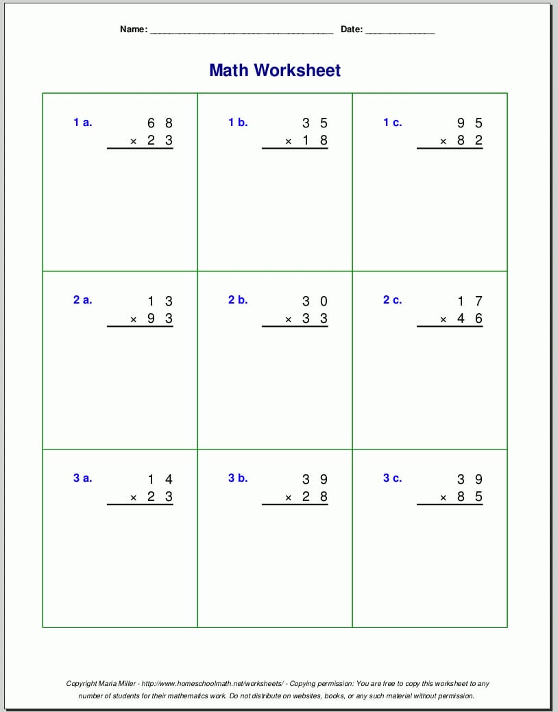 Box Method Multiplication Worksheet Excelguider