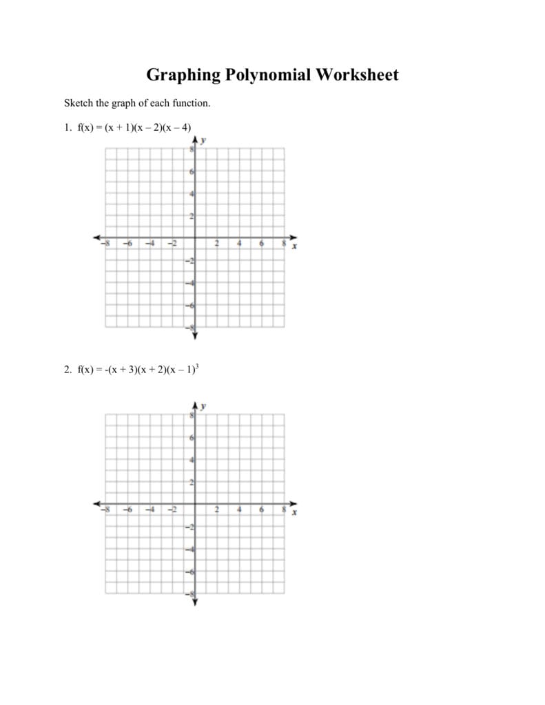 Graphing Polynomial Functions Packet In Graphing Polynomial Functions Worksheet Answers