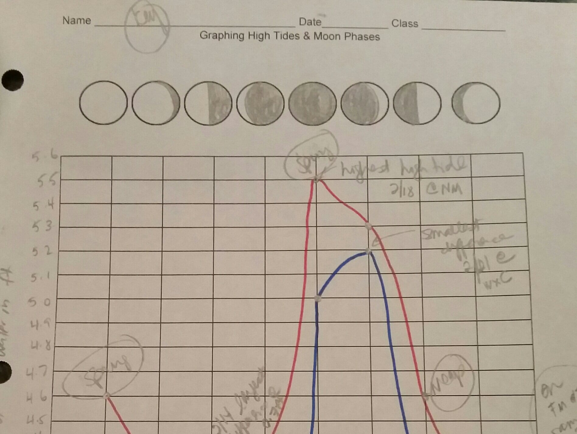 Graphing Spring Tides Neap Tides  Moon Phases – Middle School Throughout Graphing The Tides Worksheet Answers