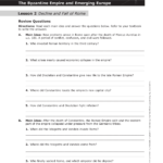 Guided Reading Activity Decline And Fall Of Rome For The Byzantines Engineering An Empire Worksheet Answers