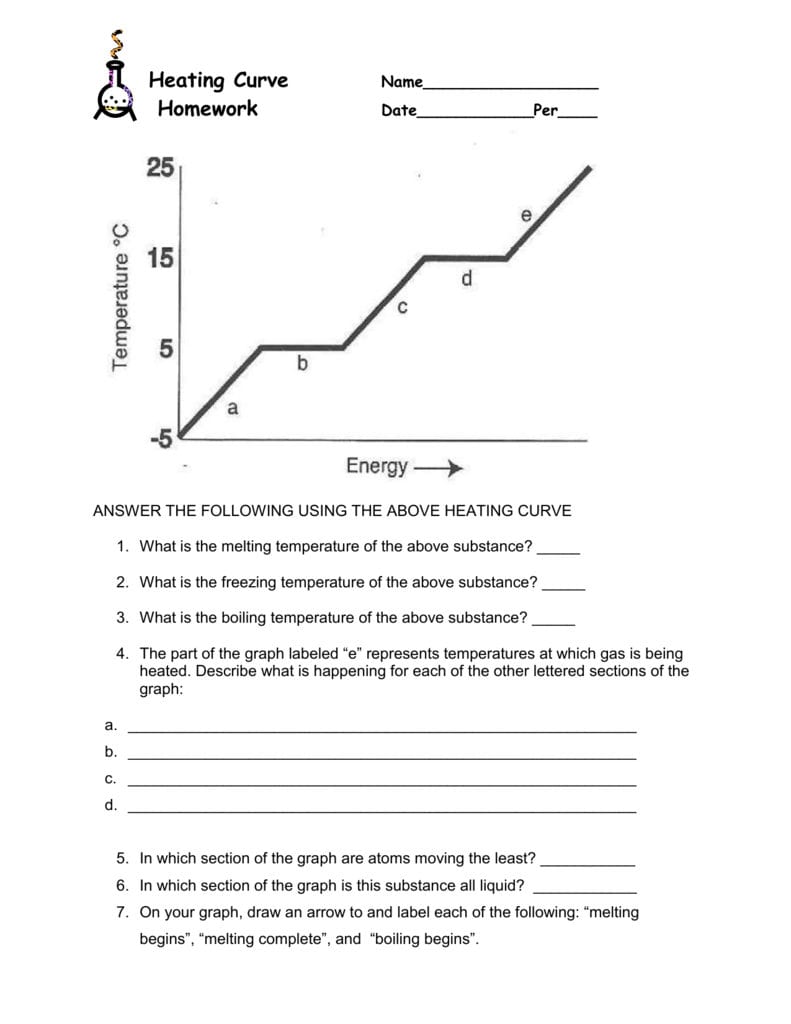 Heating Curve Worksheet With Regard To Heating Curve Worksheet Answers