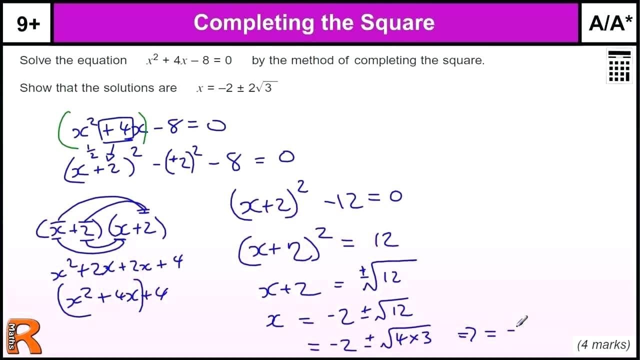 How To Solve Using Completing The Square Math Solving Quadratic Regarding Solving Quadratic Equations By Completing The Square Worksheet Answers