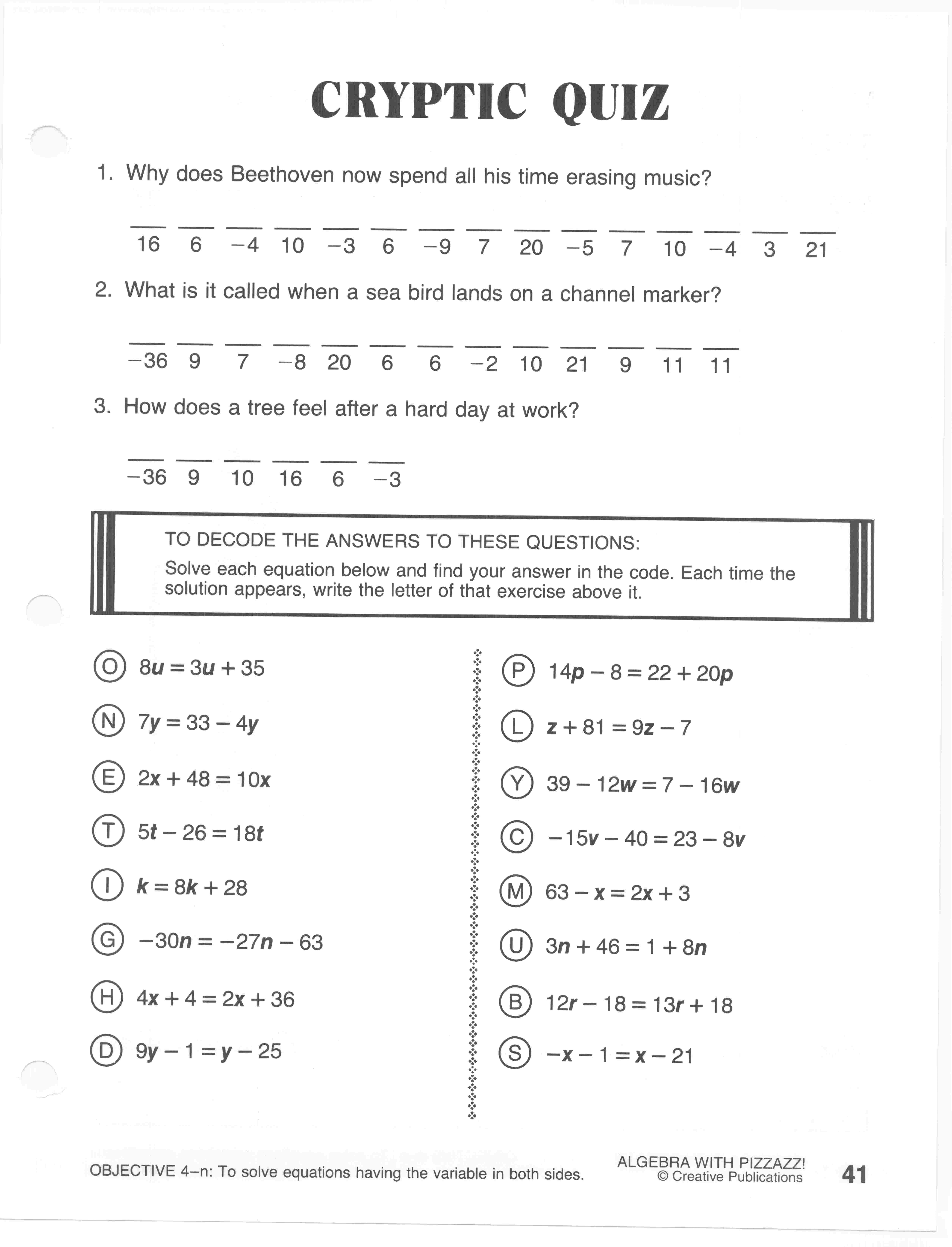 Ideas Collection Cryptic Quiz Math Worksheet Answers Page 148 Also Intended For Cryptic Quiz Worksheet Answers