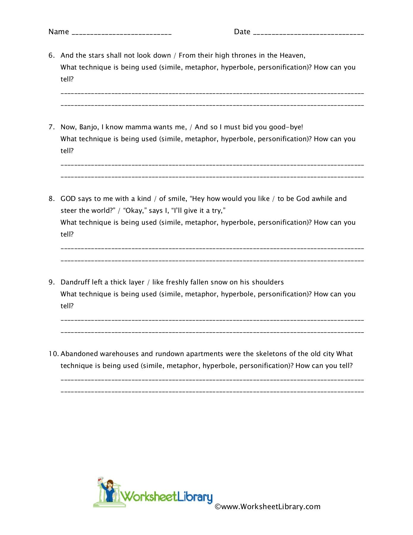 Identifying Figurative Language – Worksheet 1 Pages 1  3  Text For Figurative Language Worksheet 1