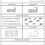 Kindergarten High Frequency Words Printable Worksheets Regarding Kindergarten Word Worksheets