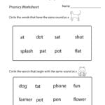 Kindergarten Phonics Worksheet  Free Printable Educational Worksheet With Regard To Worksheet On Phonics For Kindergarten