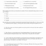 Kinetic And Potential Energy Worksheet Answers  Soccerphysicsonline Or Worksheet Kinetic And Potential Energy Problems Answer Key