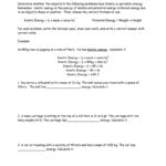 Kinetic And Potential Energy Worksheet Determine For Kinetic Energy And Potential Energy Worksheet