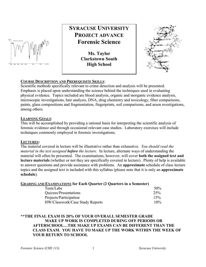 Laboratory And Case Study Requirements Also Forensic Science Worksheets For High School