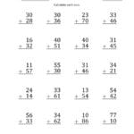 Large Print 2Digit Plus 2Digit Addition With No Regrouping A Regarding Printable 2 Digit Addition Worksheets