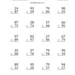 Large Print 2Digit Plus 2Digit Addtion With All Regrouping A Along With Printable 2 Digit Addition Worksheets