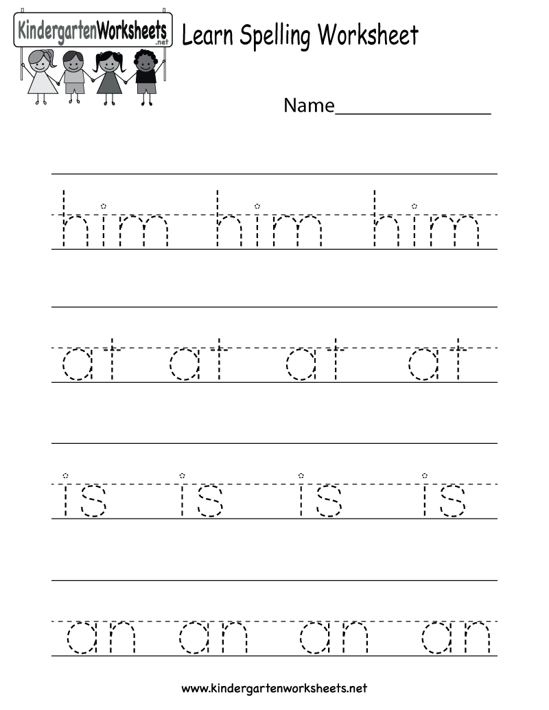 Learn Spelling Worksheet  Free Kindergarten English Worksheet For Kids Within Learning English For Kids Worksheets