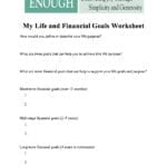 Life And Financial Goal Worksheet  Trinity United Methodist Church With Financial Goals Worksheet