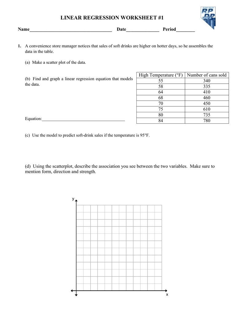 Linear Regression Worksheet 1 With Regard To Linear Regression Worksheet Answers