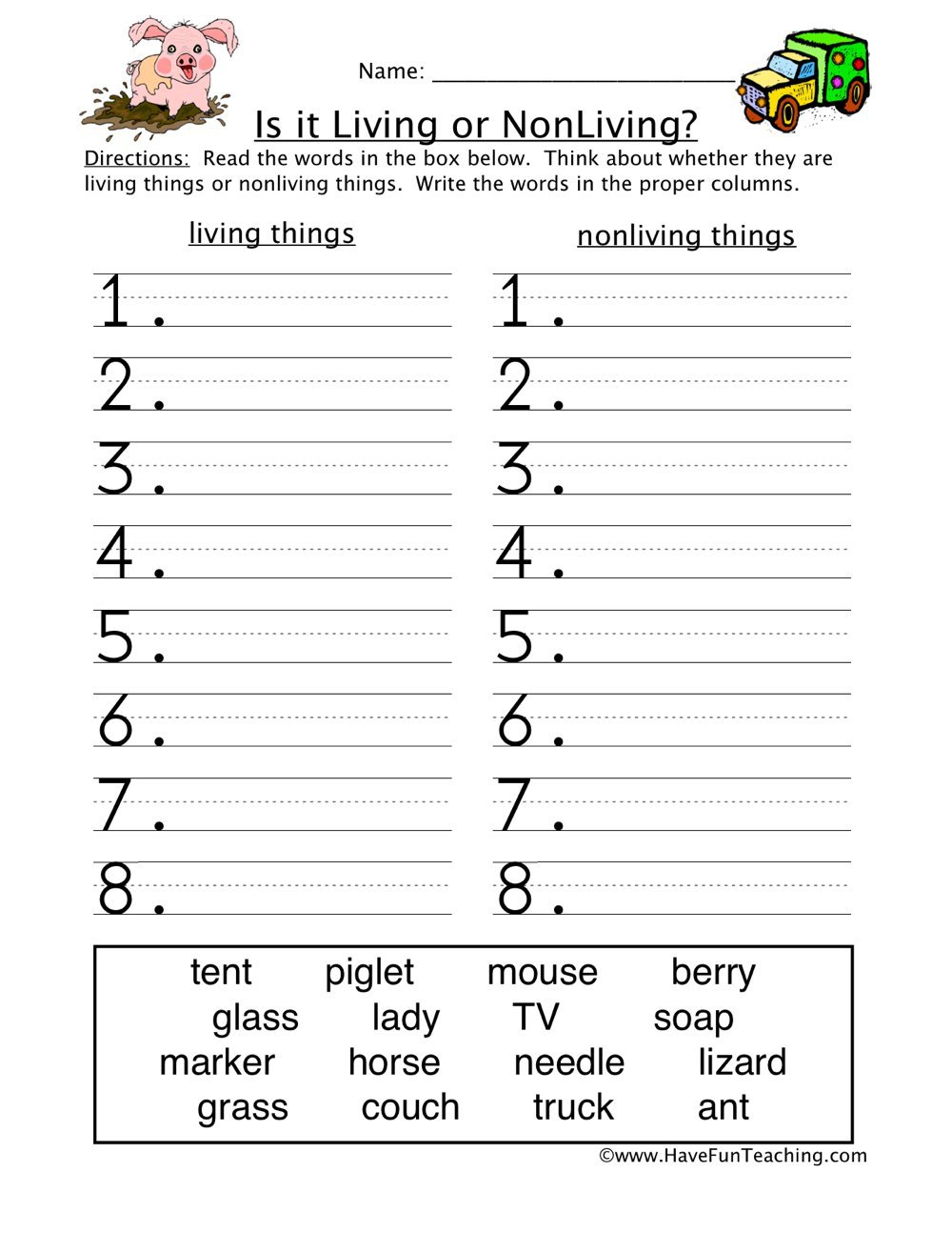 Living And Nonliving Things Worksheets  Have Fun Teaching And Characteristics Of Living Things Worksheet