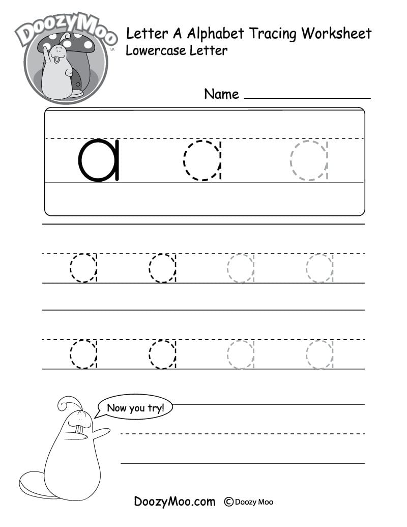 Lowercase Letter "a" Tracing Worksheet  Doozy Moo Together With Letter Tracing Worksheets Pdf