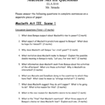Macbeth Act Iii Questions With Regard To Macbeth Act 3 Vocabulary Worksheet