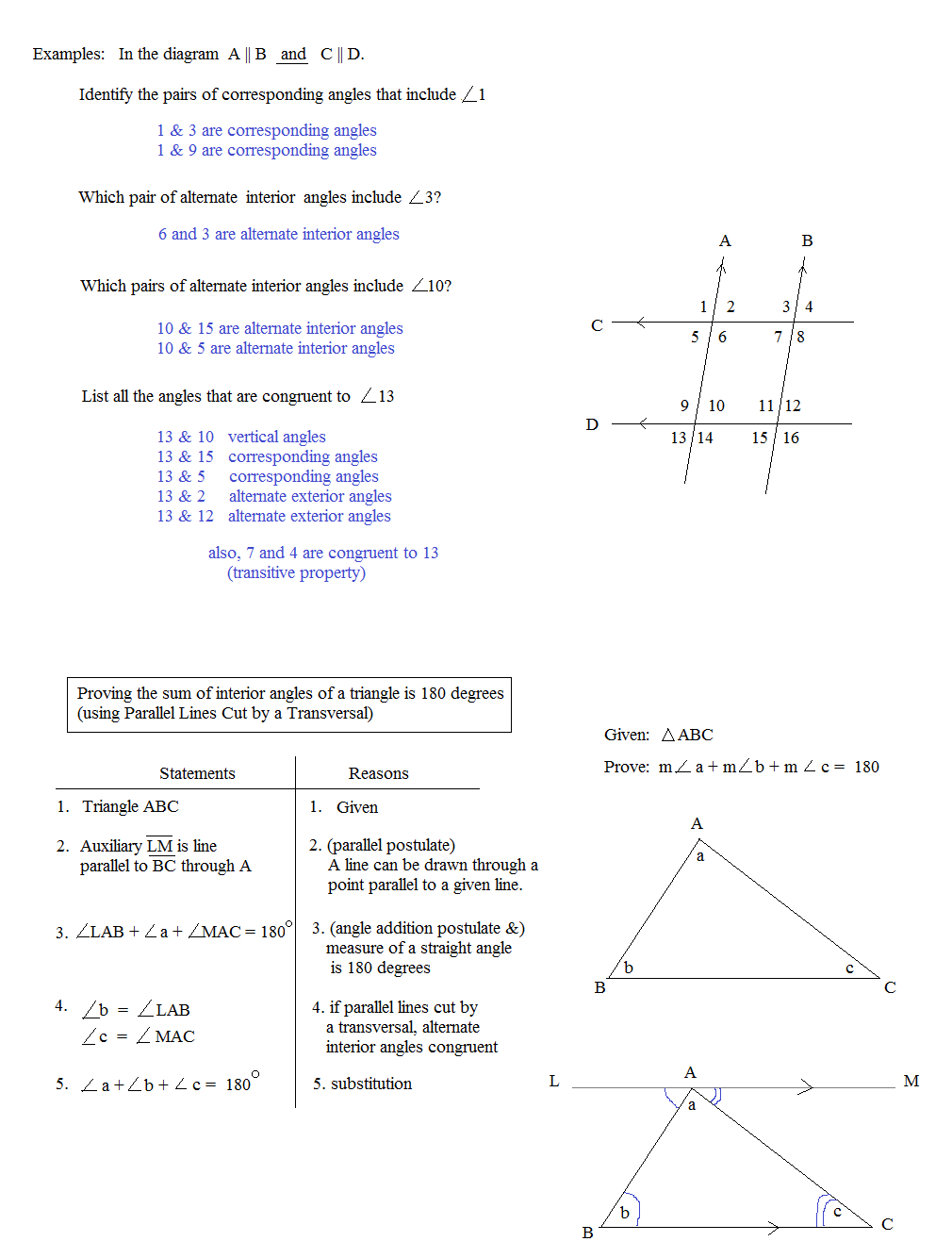 Math Plane  Parallel Lines Cuttransversals Regarding Geometry Parallel Lines Worksheet Answers