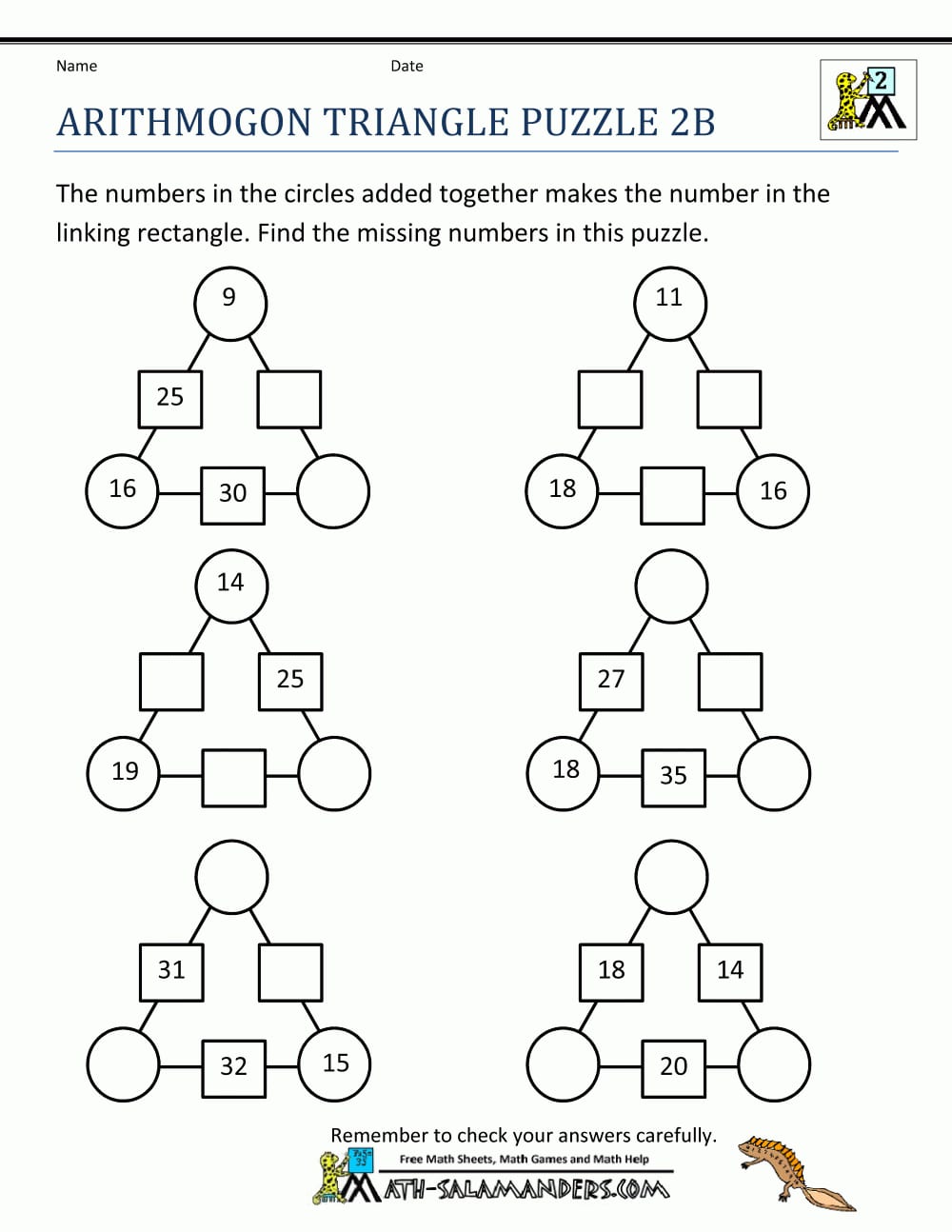Math Puzzles 2Nd Grade For Algebra Puzzles Worksheets