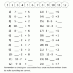Math Subtraction Worksheets 1St Grade As Well As Addition And Subtraction Worksheets For Grade 1