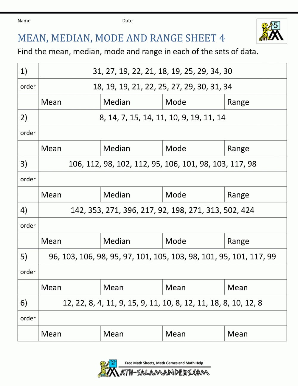 Mean Median Mode Range Worksheets Regarding Mean Median Mode Word Problems Worksheets Pdf