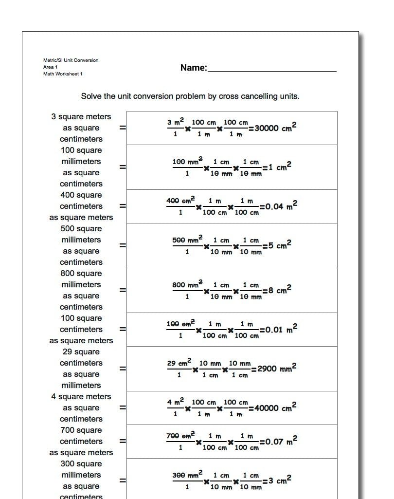 Metric Si Unit Conversions In Converting Units Of Measurement Worksheets