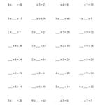 Missing Numbers In Equations Blanks  Multiplication A Pertaining To Finding The Missing Number In An Equation Worksheets