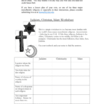Monotheistic Religions Worksheet Also World Religions Worksheets
