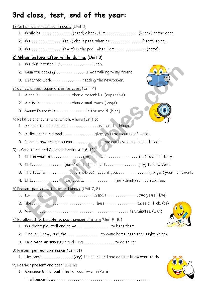 More 3 Final Test 3Rd Class Grammar Of A Whole Year  Key  Esl Also 3Rd Class English Worksheet