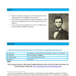 Movie Worksheet Abraham Lincoln's First Inaugural Address With Abraham Lincoln Comprehension Worksheet