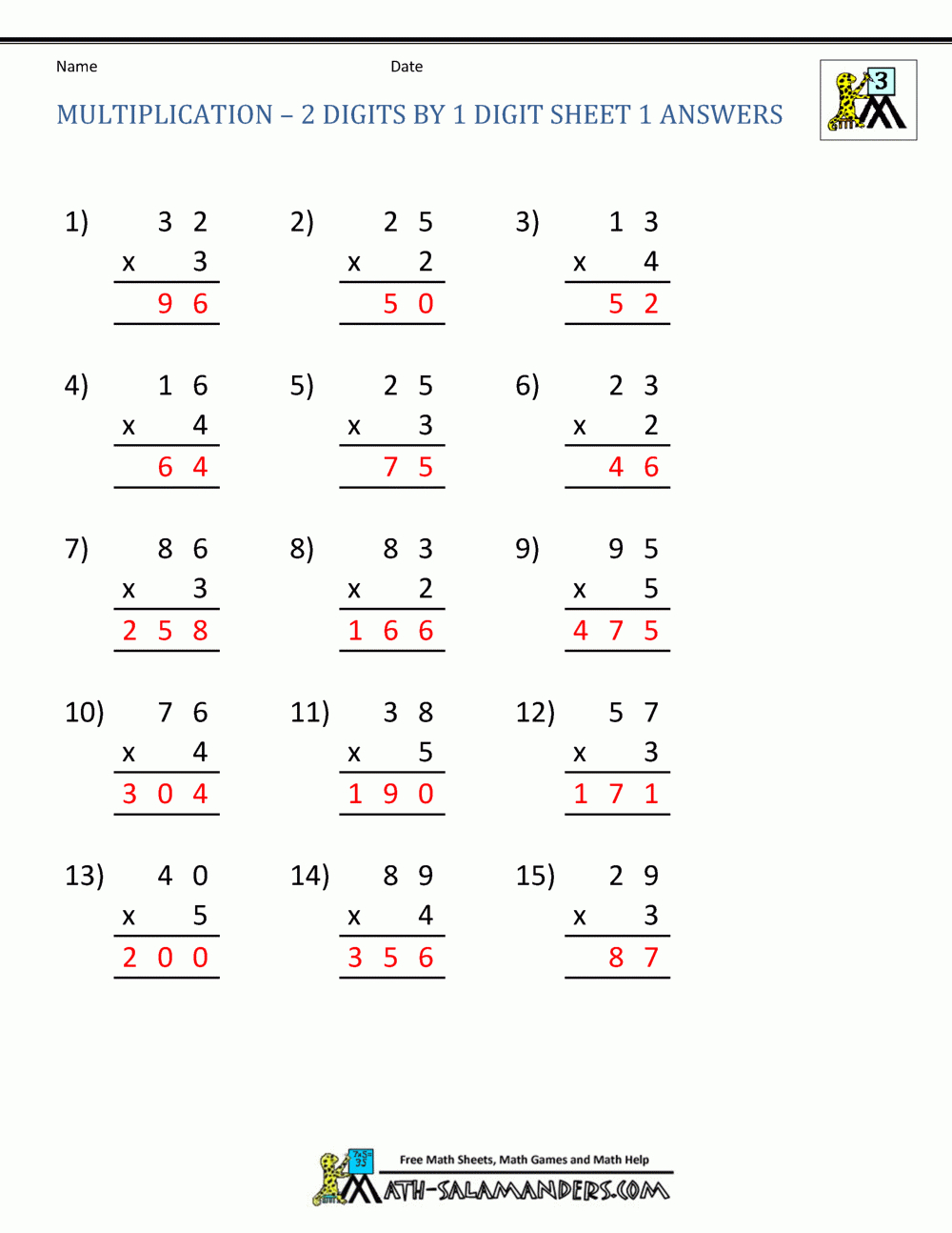 Multiplication Practice Worksheets Grade 3 And 3Rd Grade Math Worksheets Multiplication Pdf