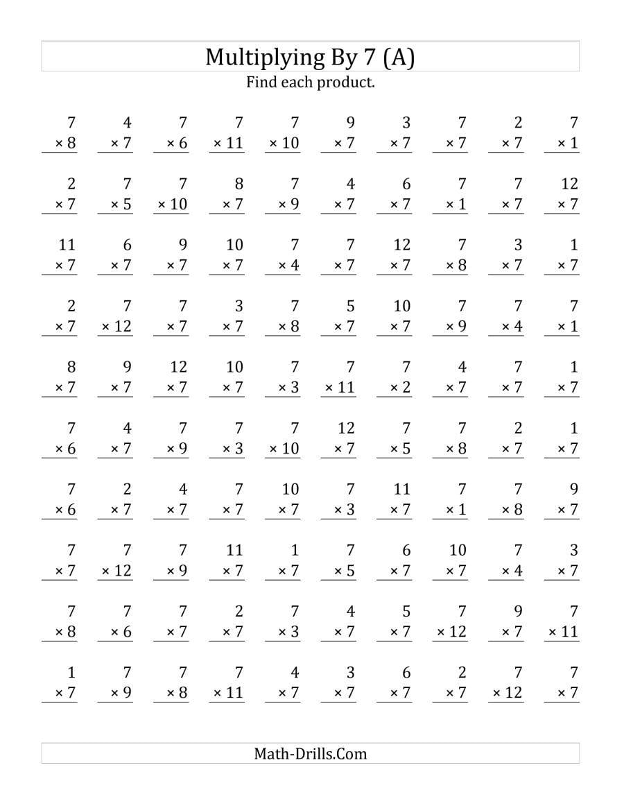 Multiplying 1 To 127 A Intended For Multiplication Review Worksheets