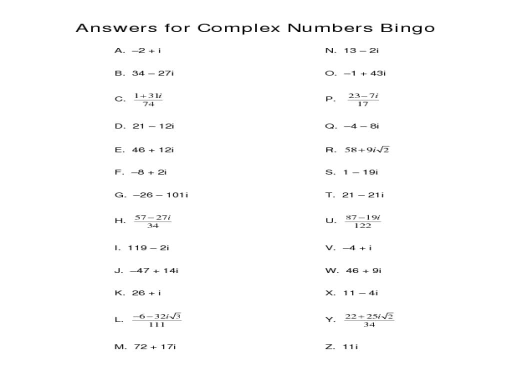 Multiplying Complex Numbers Worksheet  Yooob And Adding And Subtracting Complex Numbers Worksheet
