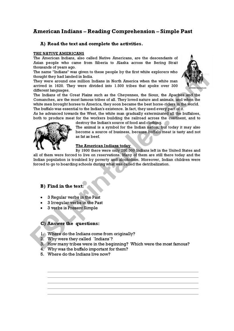 Native Americans  Esl Worksheetcarla78 Along With Native American Worksheets