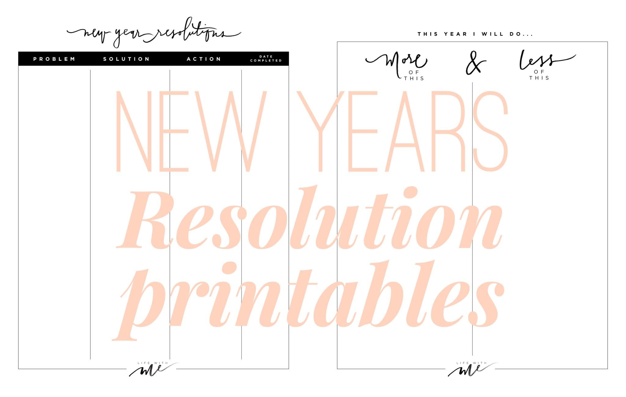 New Years Resolutions  Printable Worksheets  Life With Me Intended For New Year Goal Setting Worksheet