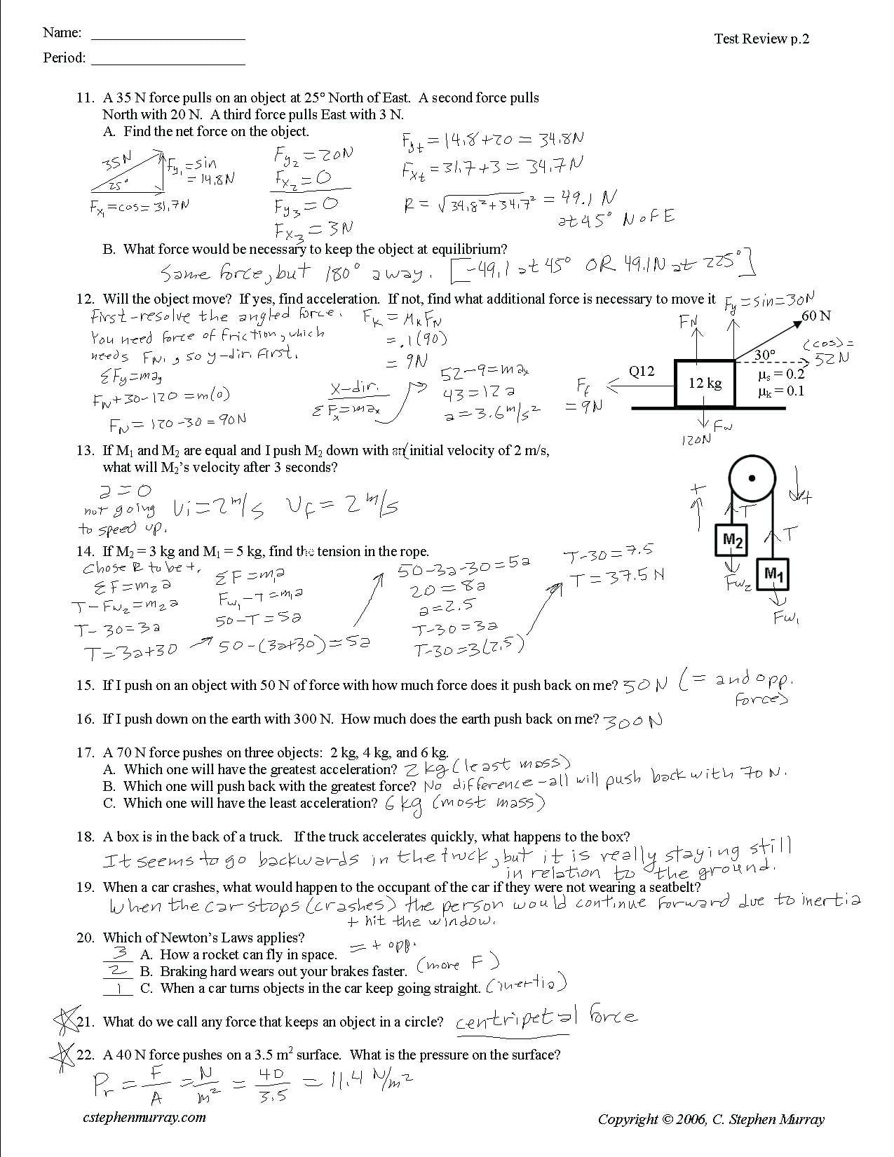 Newton S Law Worksheet Pdf  Geotwitter Kids Activities Along With Newton039S Second Law Worksheet Answers