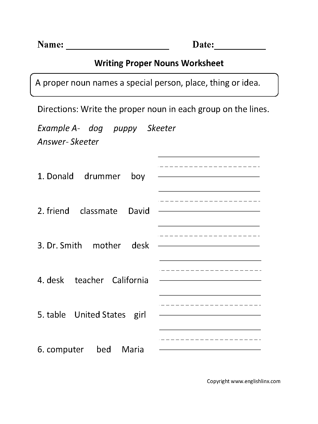 Nouns Worksheets  Proper And Common Nouns Worksheets With Regard To Noun Worksheets For Grade 1