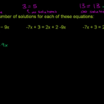 Number Of Solutions To Equations  Algebra Video  Khan Academy As Well As One Solution No Solution Infinite Solutions Worksheet