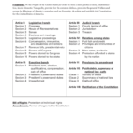 Outline Of The Us Constitution With Outline Of The Constitution Worksheet