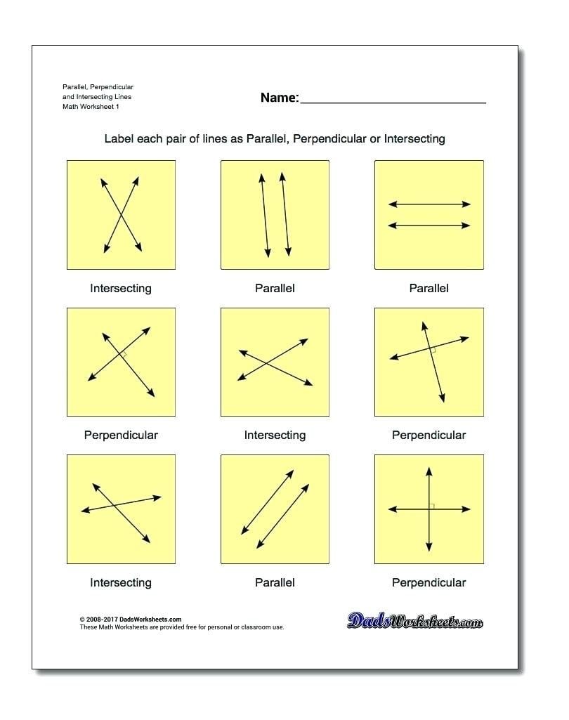 Parallel Or Perpendicular Lines Math Parallel Perpendicular And Also Basic Geometry Worksheets